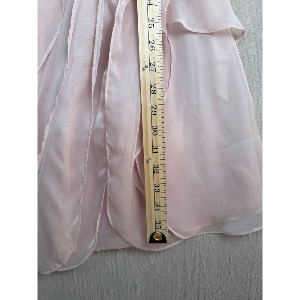Adrianna Papell One Shoulder Chiffon Cocktail Dress Womens 10 Blush Pink Ruffle - Picture 5 of 10